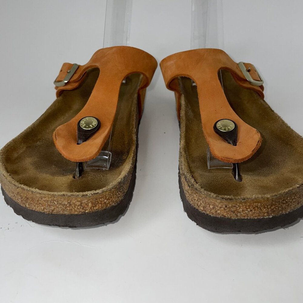 Birkenstock Gizeh Women's Leather Burnt Orange Thong Sandals Size 39 / US 8 - 8 - Picture 9 of 13